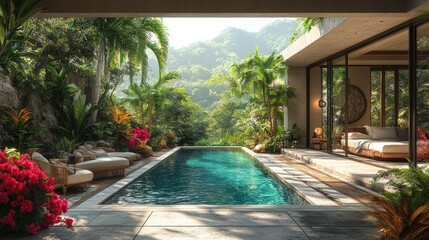 Luxury Resort Pool Tropical Garden Setting