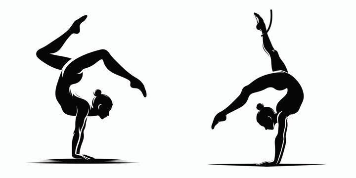 Sport Artistic Gymnastics Pikes silhouette captures strength; see the athletic form in elegant, balanced poses.