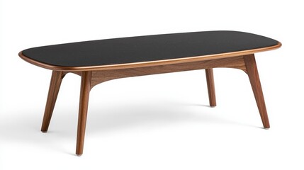 Stylish black table with contrasting wooden legs for modern homes and offices sleek
