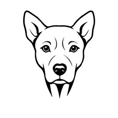 Black and white line art of a dog, logo, coloring book asset, for your coloring book,