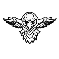 Black and white line art of a eagle, logo, coloring book asset, for your coloring book,