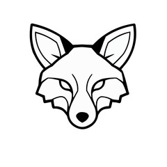 Black and white line art of a fox, logo, coloring book asset, for your coloring book,