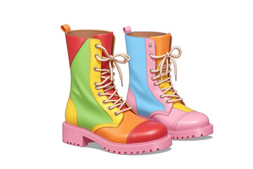 pair of colorful boots sitting on top of each other