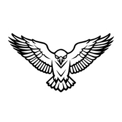 Black and white line art of a eagle, logo, coloring book asset, for your coloring book,