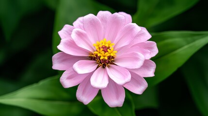 Obraz premium Closeup of vibrant pink flower with sunny yellow center in full bloom vivid