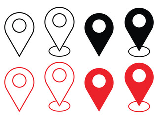 Collection of location marker icon vector on white background