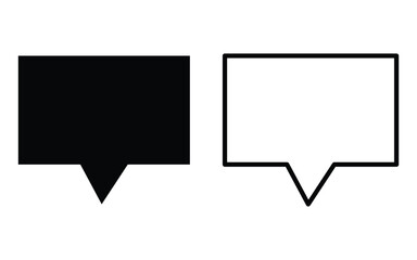 silhouette and outline message icon vector, speech bubble icon vector
