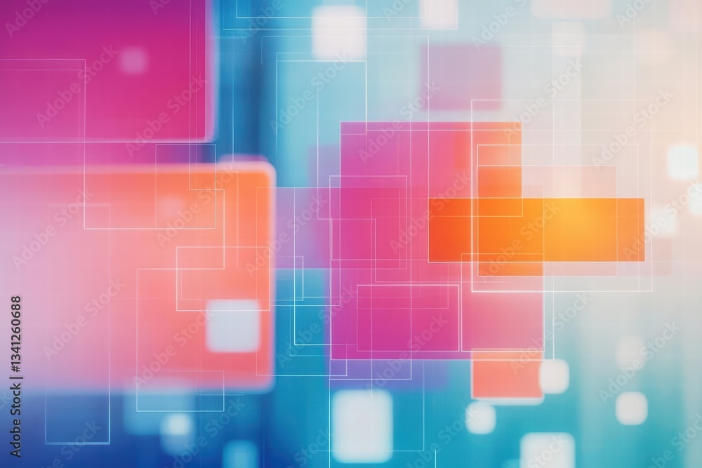 Poster Colorful abstract background featuring squares in a dynamic arrangement for use in business projects and presentations