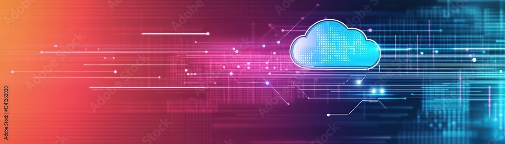Poster a captivating and vibrant illustration depicting a cloud with a colorful background in an artistic s