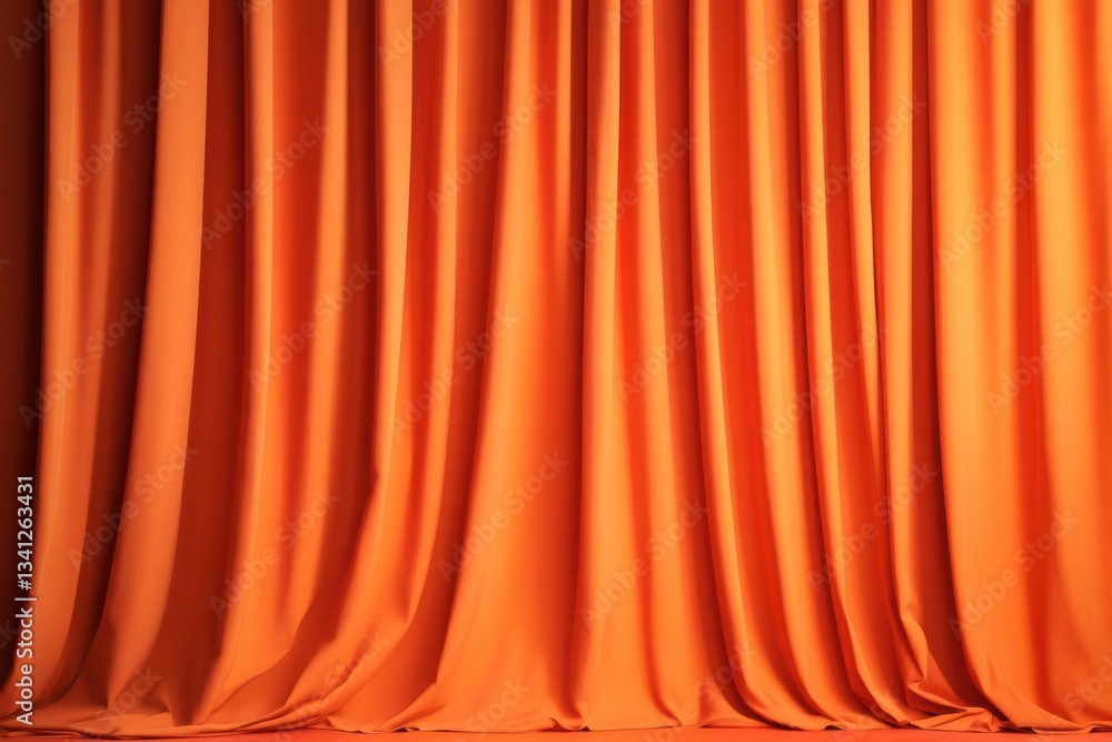 Poster vibrant orange curtain draping elegantly to create a warm and inviting atmosphere in any interior sp