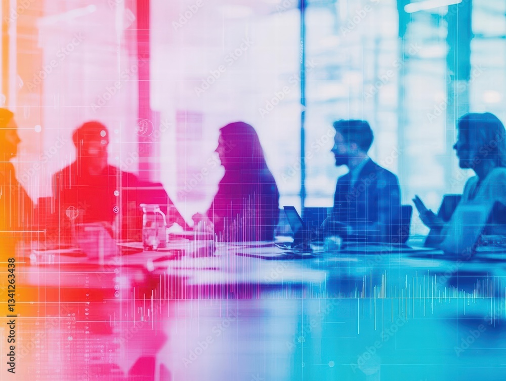 Poster Diverse group of professionals engaged in a collaborative meeting in a modern conference room setting