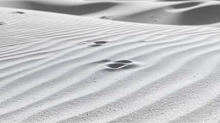 Obraz premium The sandy desert landscape depicts undulating patterns and footprints in detail