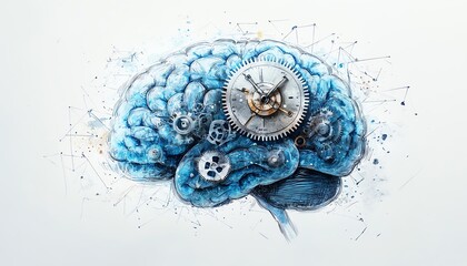 Naklejka premium Clockwork brain, time management concept