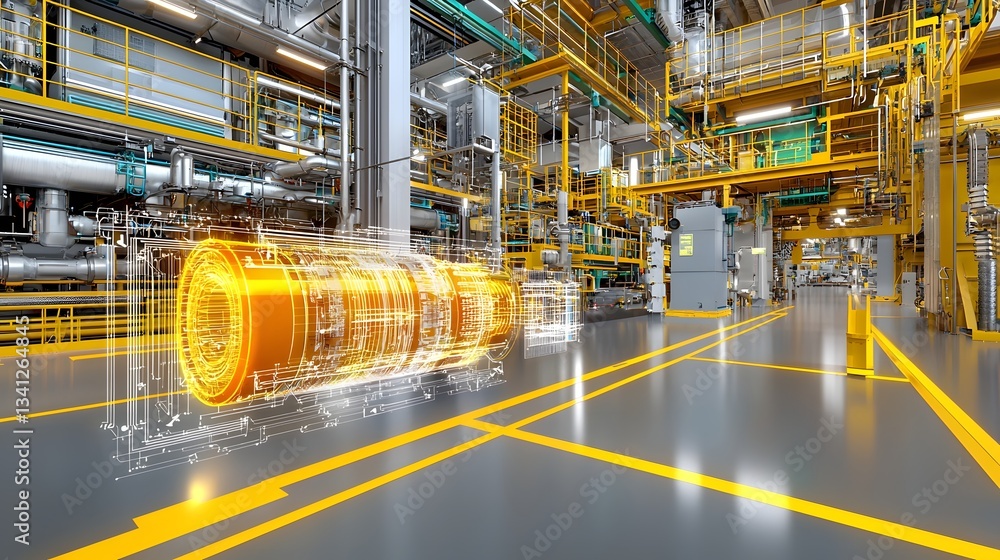 Poster cutting edge 3d visualization of a futuristic ai driven carbon system designed for fossil fuel emiss