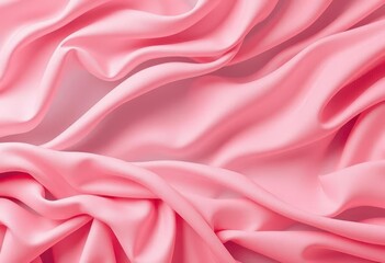 Obraz premium Draped coral fabric forms soft, abstract waves, pink, luxurious