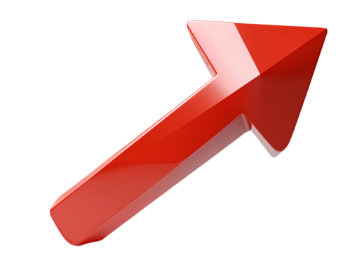 3D red arrow icon pointing to the right on a transparent background