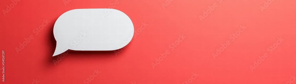 Poster a clean white speech bubble on a bold red background symbolizing communication, ideas, and expressio