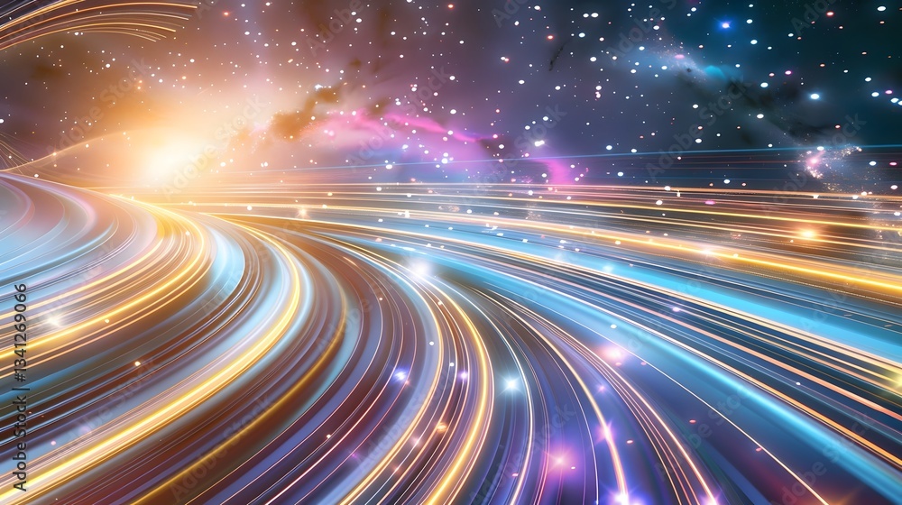 Aufkleber seamless 3d motion blur light trail pattern with dynamic energy streaks weaving through a fast paced