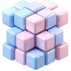 Obraz premium Pastel cubes form a geometric structure, embodying interconnectedness. Use for teamwork, collaboration, or building block concepts in marketing and education.