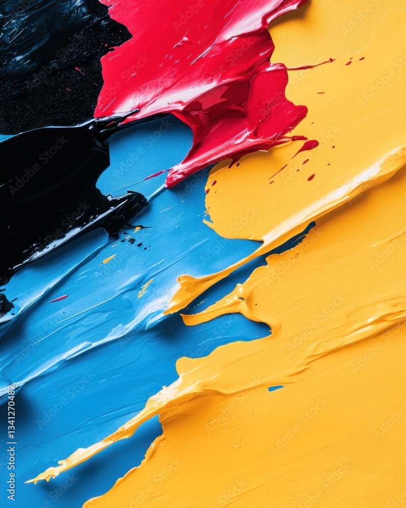 Aufkleber dynamic abstract art creation studio paint technique vibrant colors close-up artistic expression