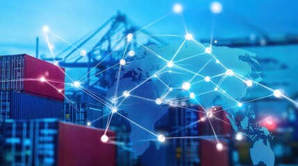 Global Trade Network and Shipping Concept with Connected Cargo Boxes