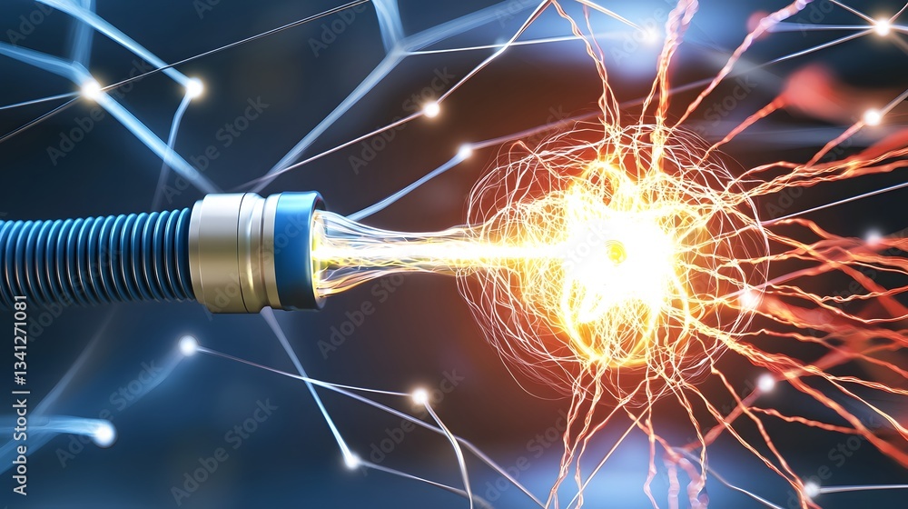 Poster advanced 3d futuristic plasma energy generator powering the next of limitless clean and ai driven te