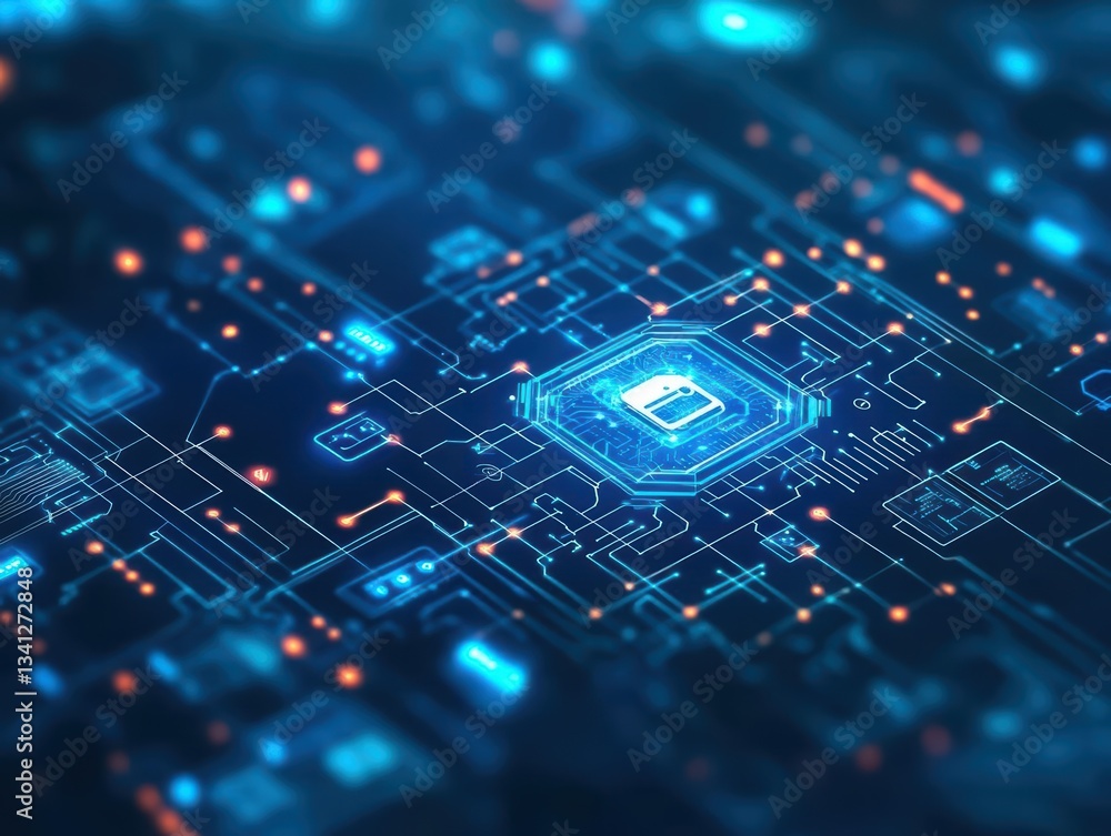 Leinwandbilder intricate circuit board featuring a complex circuit at the center representing technology and innova