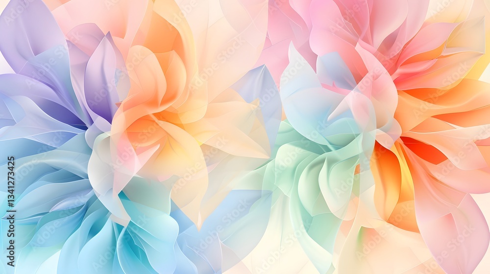 Poster captivating floral geometry with bold and modern petal arrangements in a vibrant kaleidoscopic color