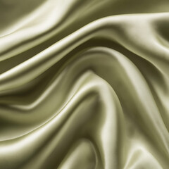 Exquisite light olive green soft pleated silk background, soft light shadows from right bottom corner, vintage style satin material with smooth wavy texture	