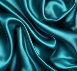 Obraz premium Exquisite Abstract teal blue silk material with smooth wavy texture 