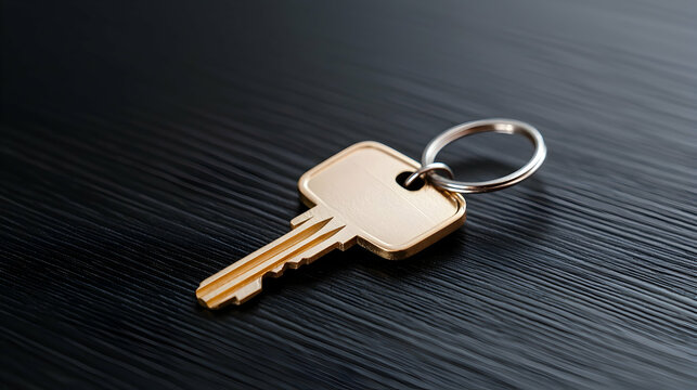 Gold House Key on Black Surface
