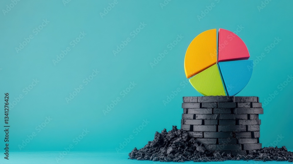 Poster a stack of coal with a pie chart showing energy consumption by sector.