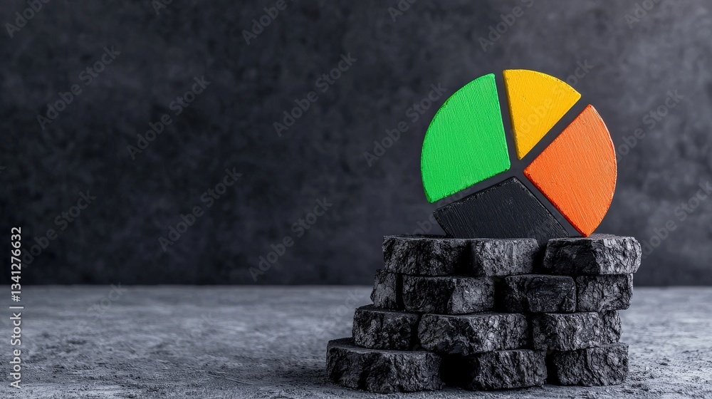 Poster a stack of coal with a pie chart showing energy consumption by sector.