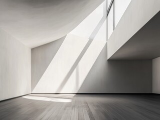 Obraz premium A large room with a white ceiling and white walls. There is a window in the room