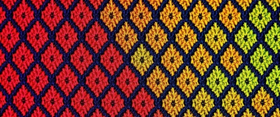Geometric diamond pattern textile, close-up view, trend, texture