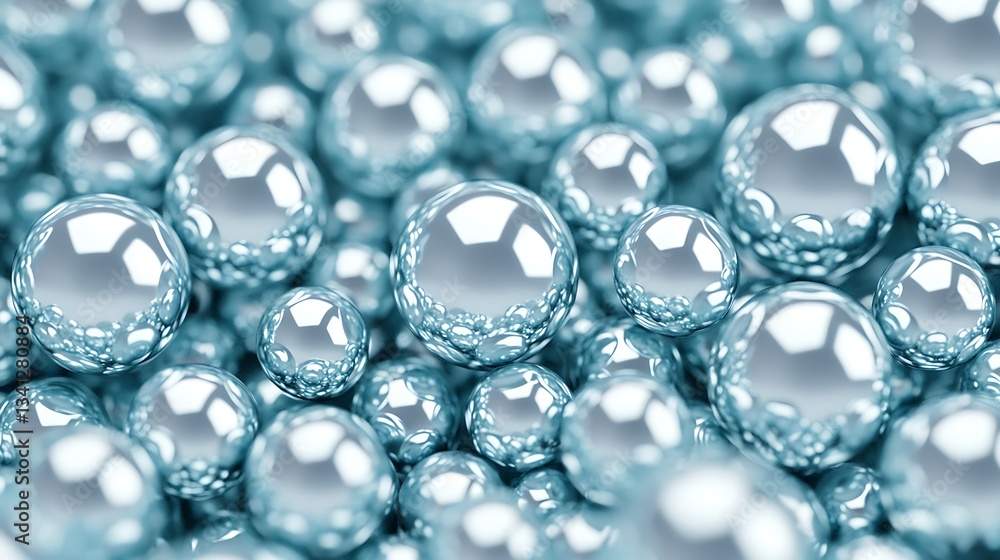 Poster close-up of shimmering water droplets, reflecting light, creating a visually captivating texture and