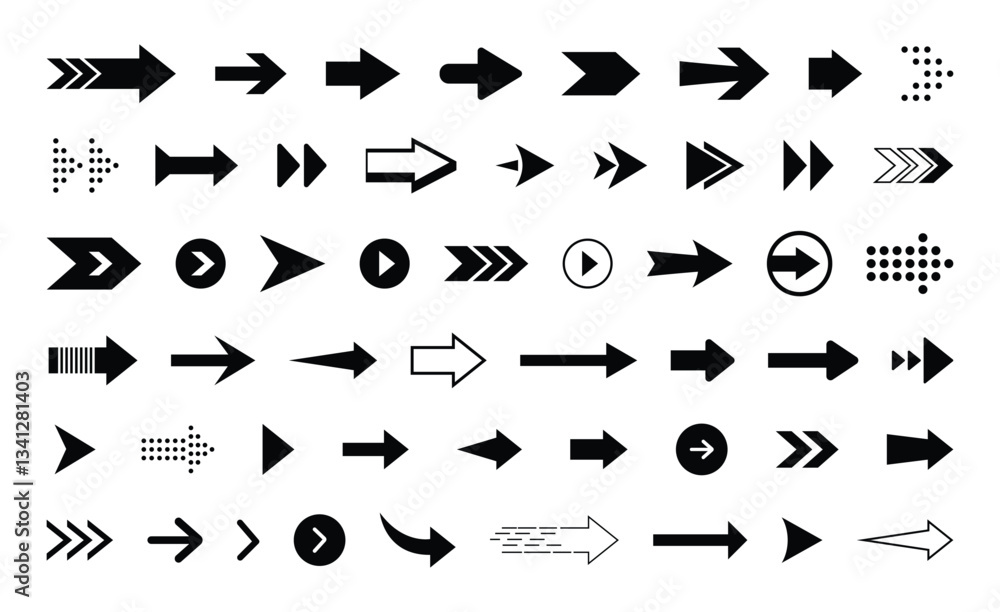 Fototapete black right arrow icon set. modern simple arrows. arrow vector. flat style icons. vector illustratio