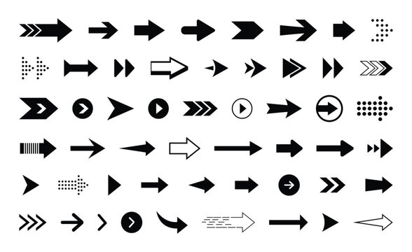 Black Right arrow icon set. modern simple arrows. arrow vector. Flat style icons. Vector illustration