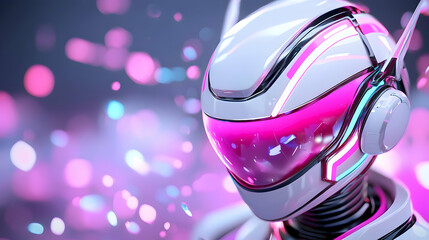 Futuristic Robot Warrior in Pink and White Armor