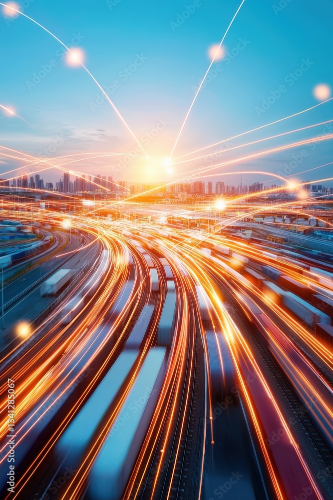 Poster abstract pathways representing a growing logistics network