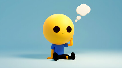 Thinking emoticon. Design of a Cute emoticon thinking