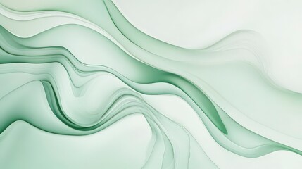 Fototapeta premium Serene Green Abstract Art: Fluid Motion in Soft Pastels