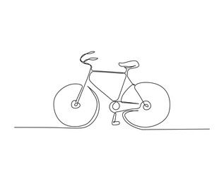 Continuous line art drawing of bicycle healthy transportatioin. Bike in one line drawing illustration. Editable stroke.