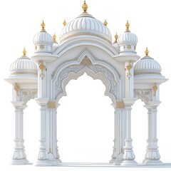 Obraz premium Elegant White and Gold Archway 3D Model Islamic Architecture Design