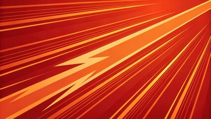 Vibrant abstract rays in orange and yellow against a red background.