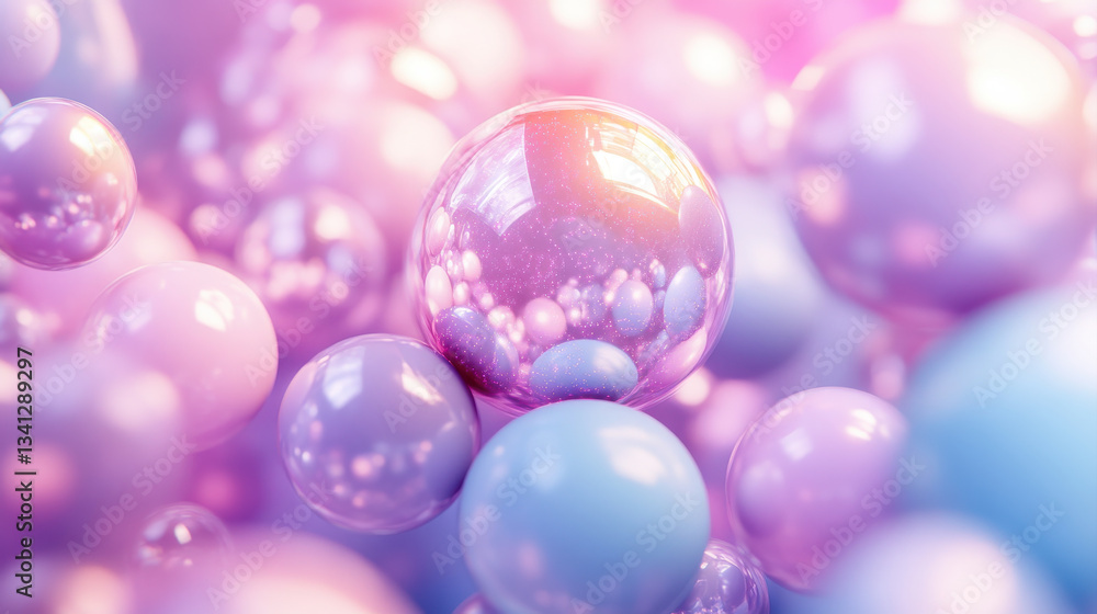 Aufkleber glowing spheres in soft pastel colors create abstract sci fi pattern