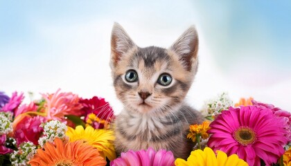 cat and flowers