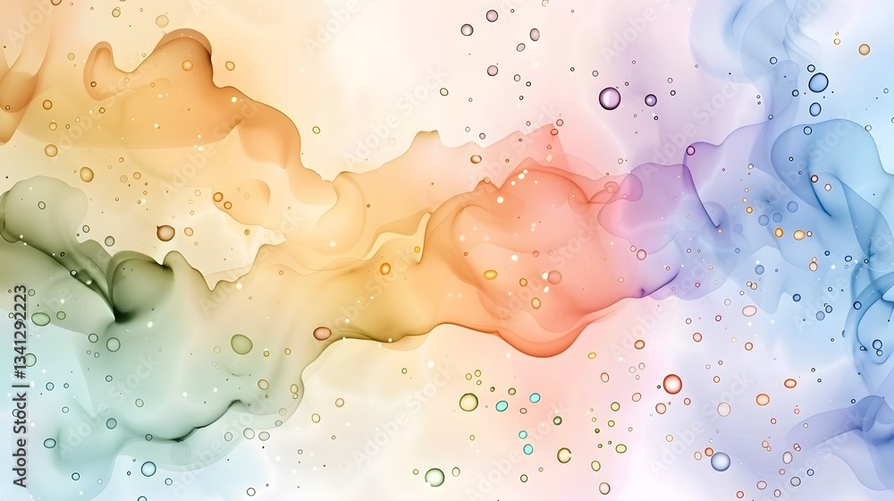 Poster soft and watercolor blot pattern blending warm and cool tones into an organic fluid texture with a d