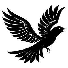 Fototapeta premium Silhouette of a bird in flight, symbolizing freedom, depicted in black against a pure white background