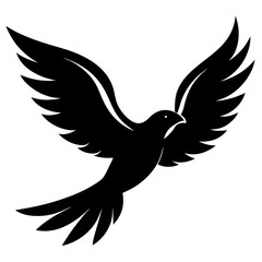 Fototapeta premium Silhouette of a bird in flight, symbolizing freedom, depicted in black against a pure white background